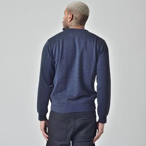Suéter Tricot Masculino Gola Redonda  Estampado Marinho