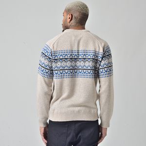Suéter Tricot Masculino Gola Redonda Estampado Off White