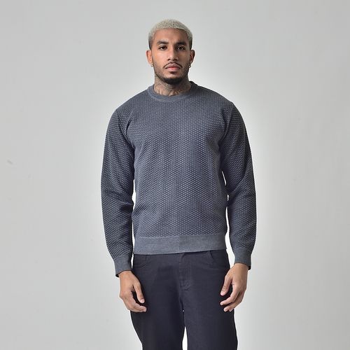 Suéter Masculino Tricô Gola Redonda Cinza
