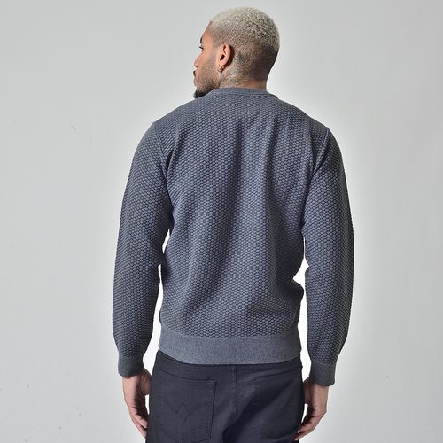 Suéter Masculino Tricô Gola Redonda Cinza
