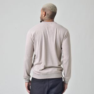 Suéter Tricot Gola V Masculino Mescla Bege