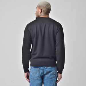 Suéter Tricot Gola Redonda Masculino Estampada Preto