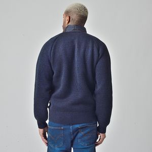 Casaco Nylon Suéter Forrada Masculino Sem Capuz Marinho