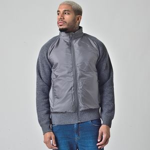 Casaco Nylon Suéter Forrada Masculino Sem Capuz Cinza
