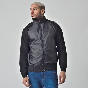 Casaco Nylon Suéter Forrada Masculino Sem Capuz Preto