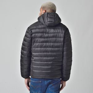 Jaqueta Puffer Acolchoada Masculina Com Capuz Removível Preto