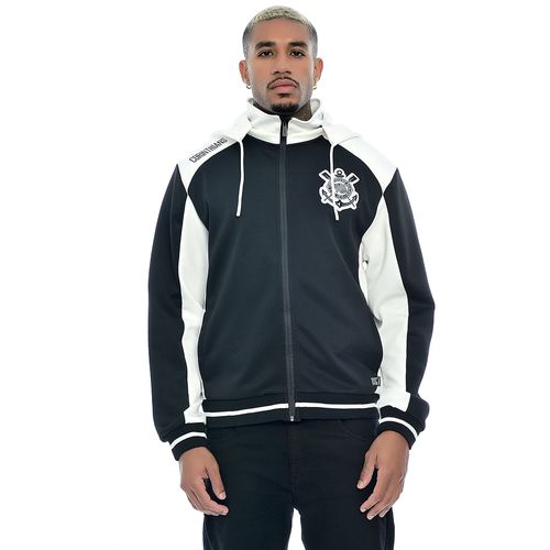 Jaqueta Corinthians Oficial Masculina Recorte Com Capuz Preto