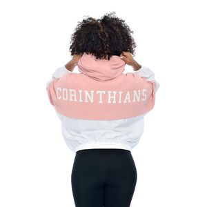 Jaqueta Corinthians Oficial Feminina Corta Vento Forrada Rosa