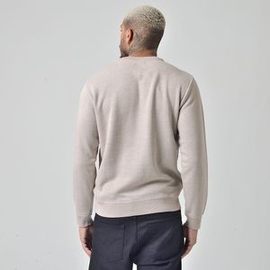 Suéter Tricot Gola Redonda Masculino Estampada Mescla Bege