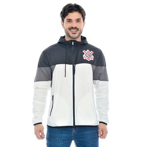 Jaqueta Corinthians Oficial Corta Vento Escudo Com Capuz