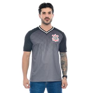 Camiseta Corinthians Oficial Recortes Gola V Preto
