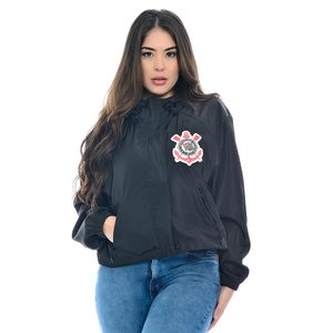 Jaqueta Corinthians Oficial Feminina Capuz Escudo Bordado