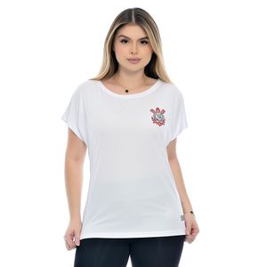 Camisa Corinthians Oficial Canoa  Feminina Fitness Branco