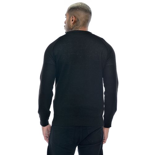 Suéter Corinthians Oficial Tricô Raglan Jacquard SCCP Preto