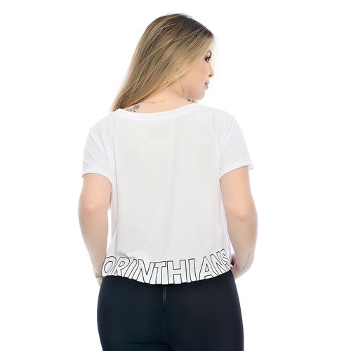 Camisa Corinthians Oficial Feminina  Cropped Dry Fit Branco