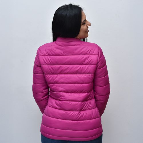 Jaqueta Puffer Feminina Gola Alta Fúcsia
