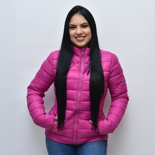 Jaqueta Puffer Feminina Gola Alta Fúcsia