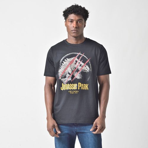 Camiseta Masculina Jurassic Park Preta Estampa Dinossauro