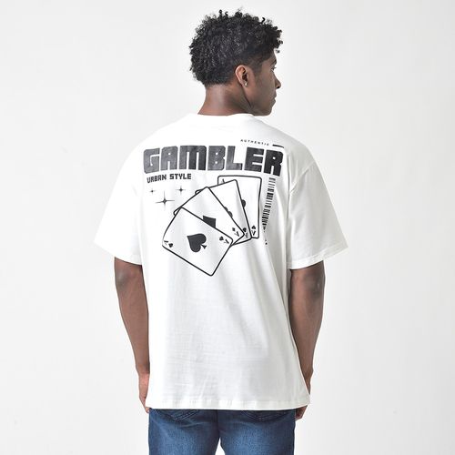Camiseta Masculina Oversized Estampada Gambler Off White
