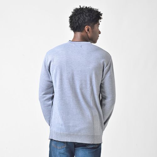 Suéter Tricot Gola V Masculino Mr Kitsch Cinza Claro