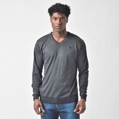 Suéter Tricot Gola V Masculino Mr Kitsch Cinza Escuro