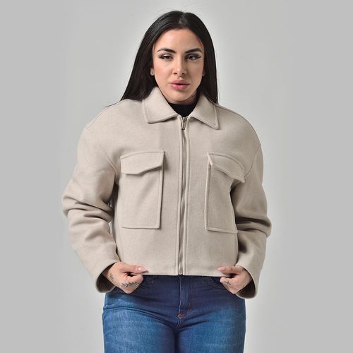 Jaqueta Feminina Lã Batida Off White