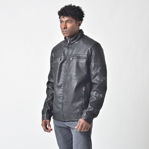 Jaqueta Masculino PU Sem Capuz Preto