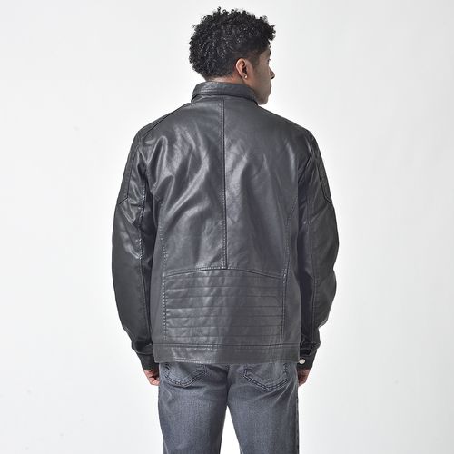 Jaqueta Masculino PU Sem Capuz Preto