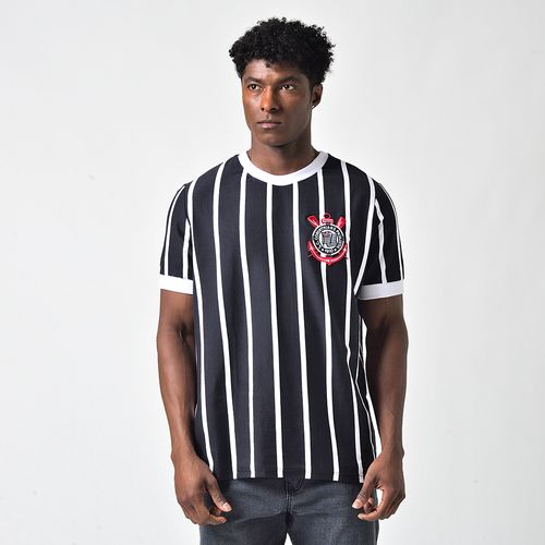 Camiseta Masculina Retrô Corinthians Democracia 1982 Preto