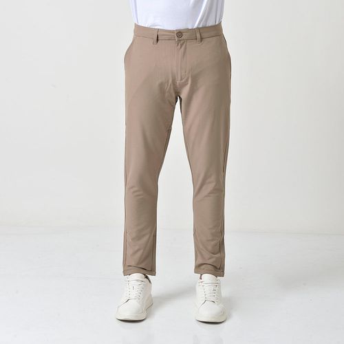 Calça Esporte Fino Masculina Mrs Kitsch Bege Logo Bordado