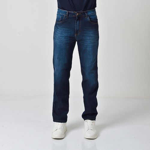 Calça Jeans Masculina Reta Básica Azul Com Elastano