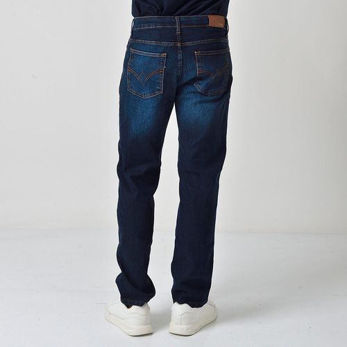 Calça Jeans Masculina Reta Básica Azul Com Elastano
