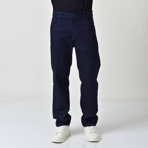 Calça Jeans Reta Masculina Azul Escuro Com Elastano