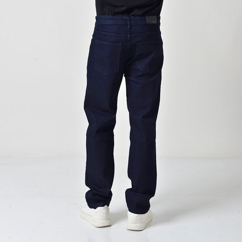 Calça Jeans Reta Masculina Azul Escuro Com Elastano