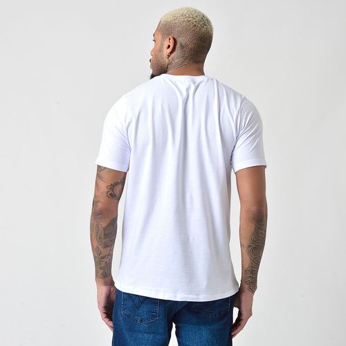 Camiseta Masculina Manga Curta Estampada New York USA Branca