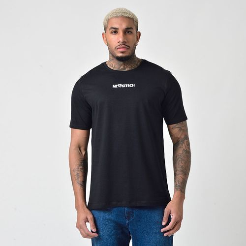 Camiseta Masculina Manga Curta Estampada Mr. Kitsch Preta
