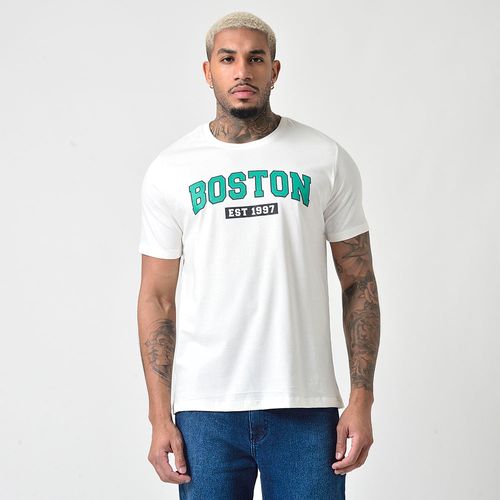 Camiseta Masculina Manga Curta Estampada Boston EST.1997